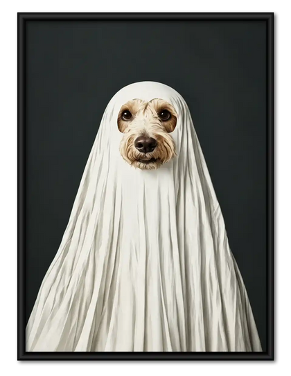 Dog Dressed As Ghost Wall Art