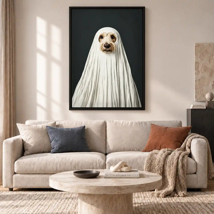 Dog Dressed As Ghost Wall Art 2