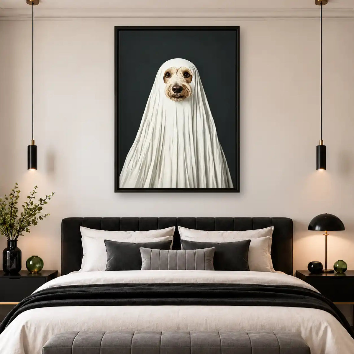 Dog Dressed As Ghost Wall Art 4