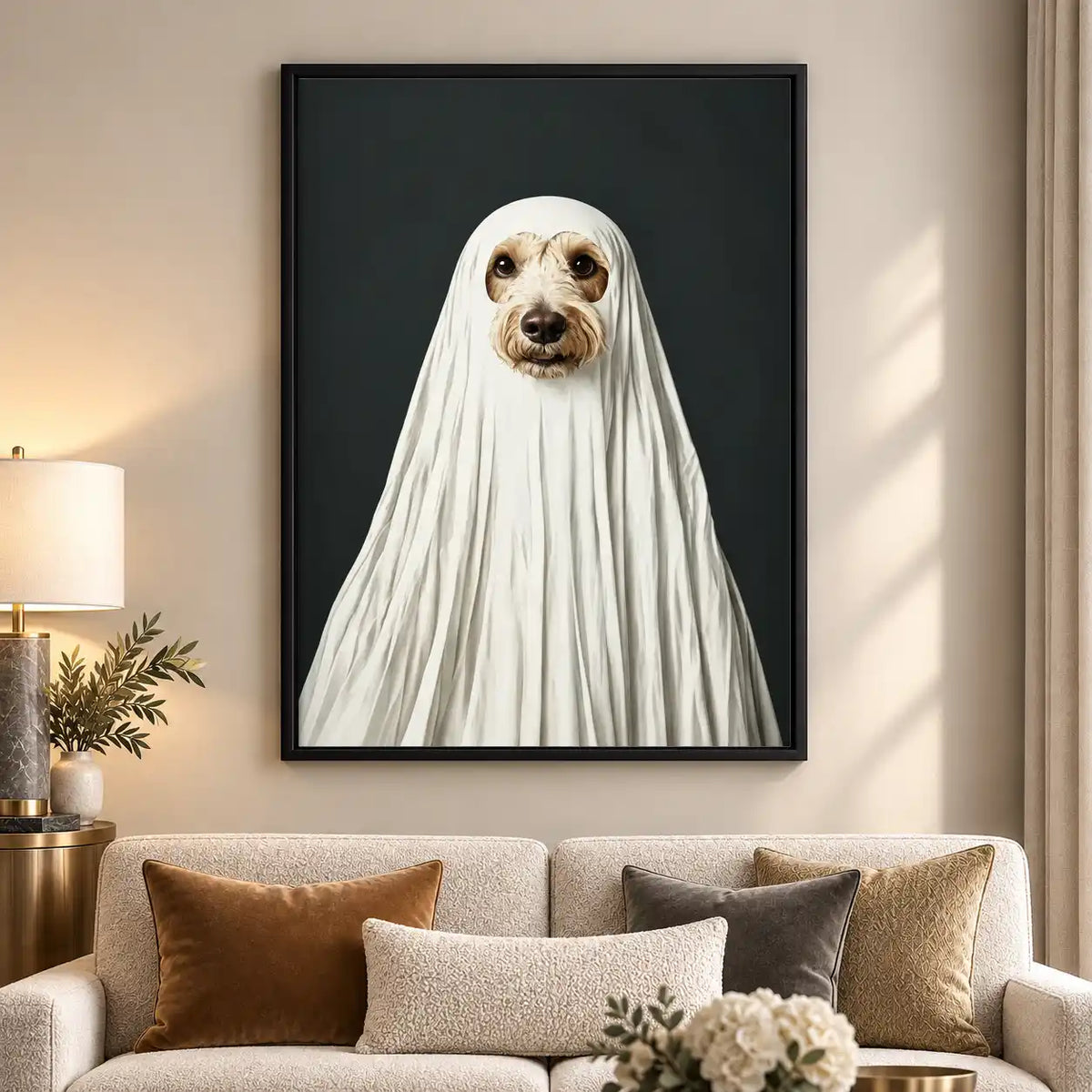 Dog Dressed As Ghost Wall Art 5