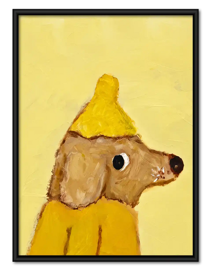 Dog In Yellow Party Hat Wall Art