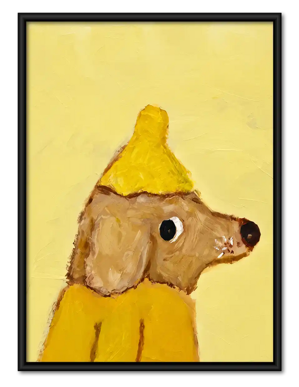 Dog In Yellow Party Hat Wall Art