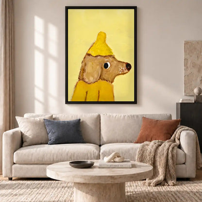 Dog In Yellow Party Hat Wall Art 2