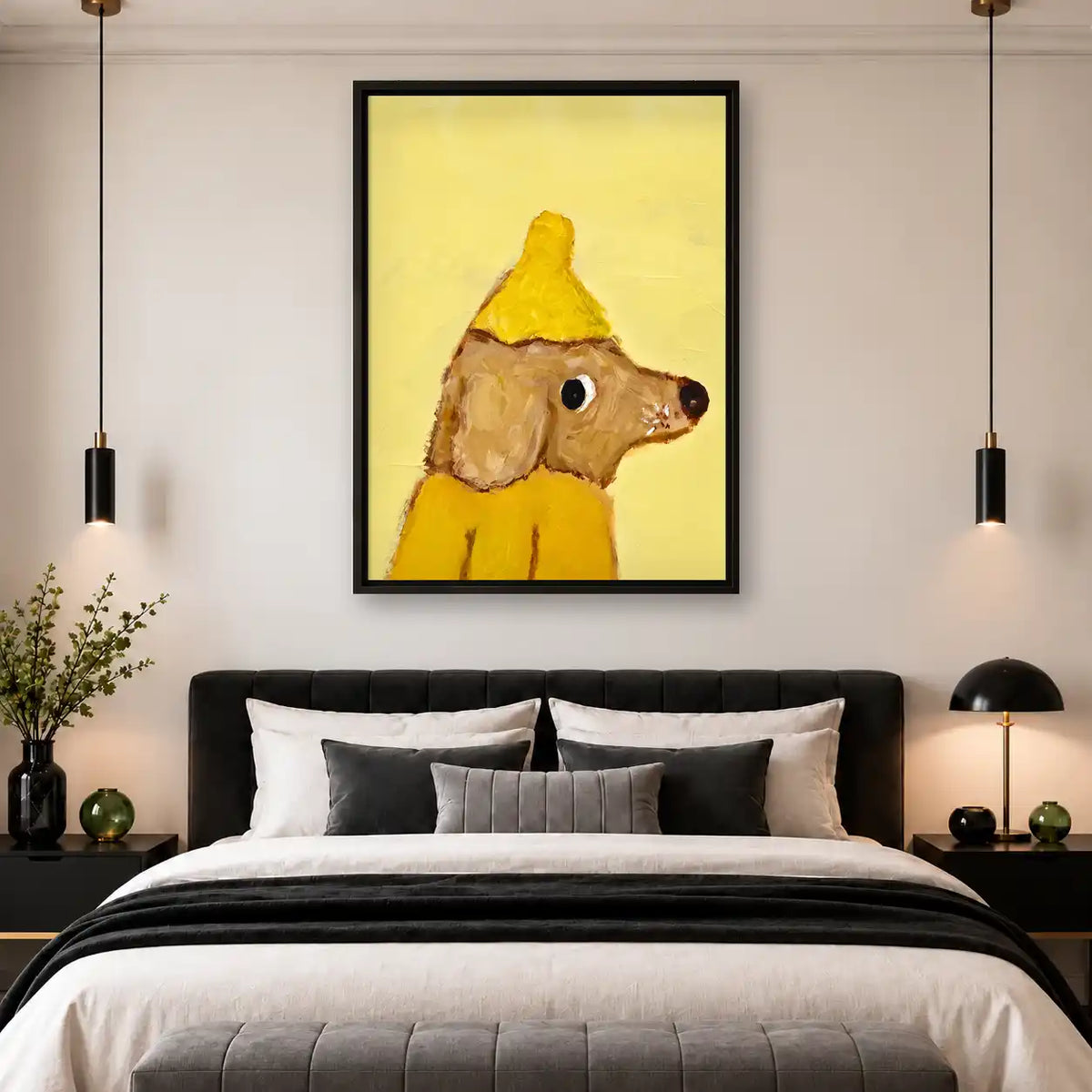 Dog In Yellow Party Hat Wall Art 4