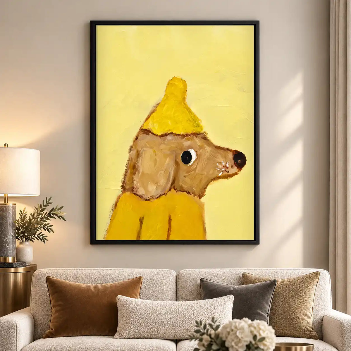 Dog In Yellow Party Hat Wall Art 5
