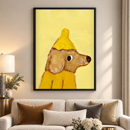 Dog In Yellow Party Hat Wall Art 5