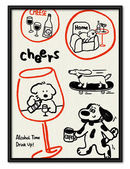 Dog Lover Cheers Doodle Wall Art