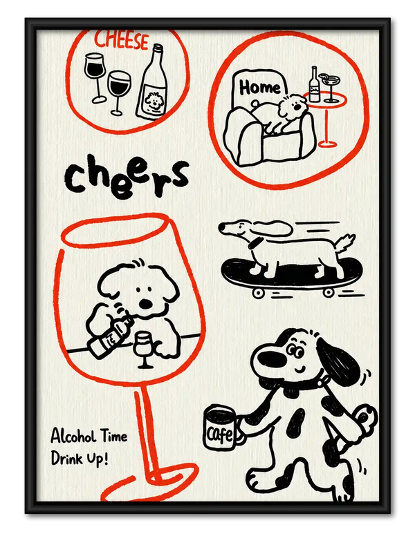 Dog Lover Cheers Doodle Wall Art