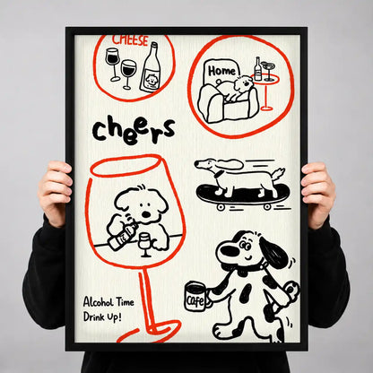 Dog Lover Cheers Doodle Wall Art 3