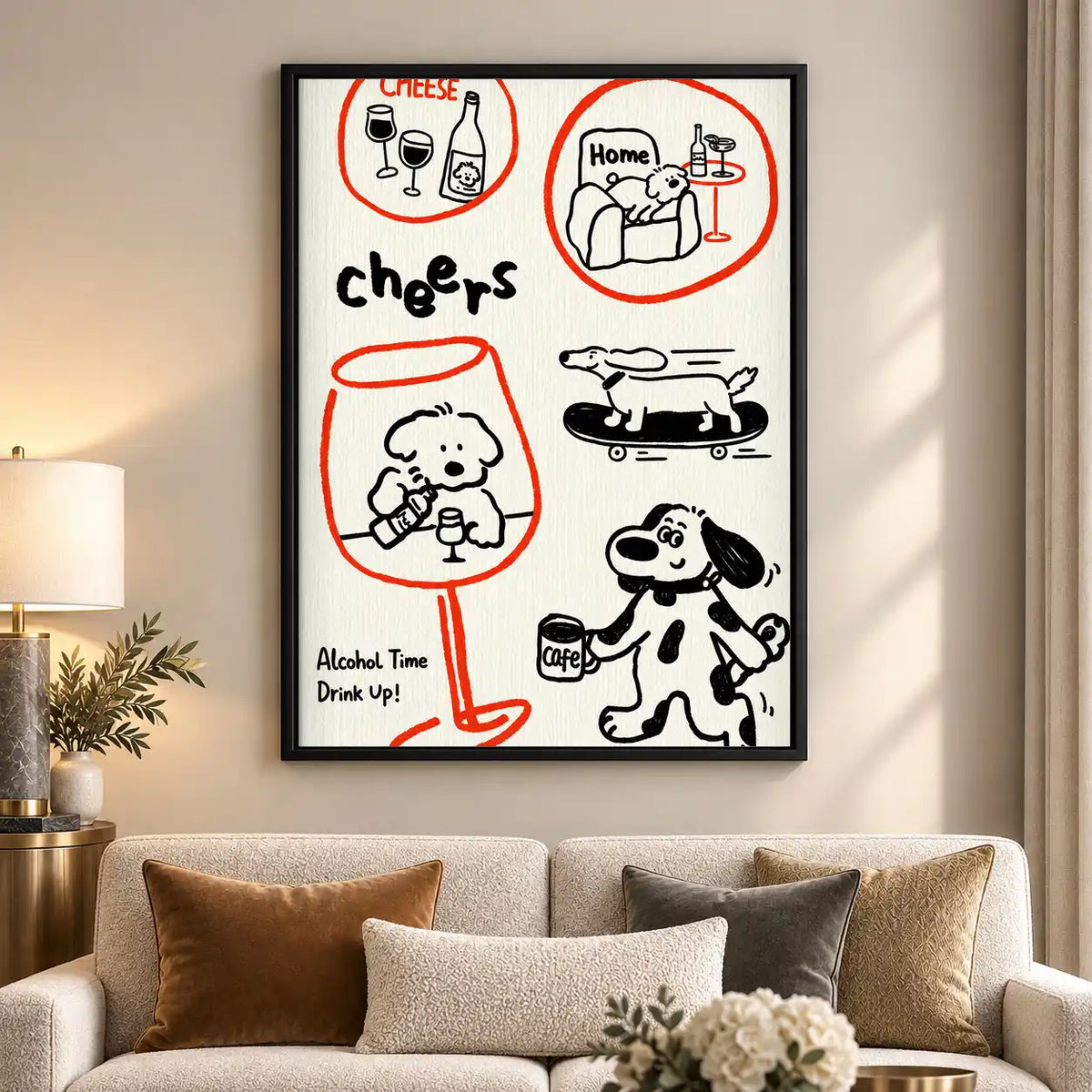 Dog Lover Cheers Doodle Wall Art 5
