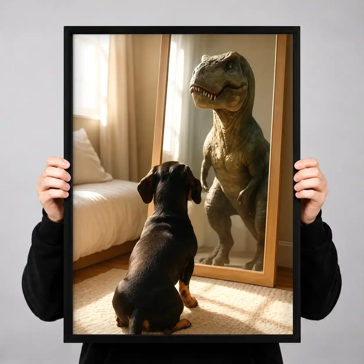 Dog Meeting Mirror Dinosaur Wall Art 3