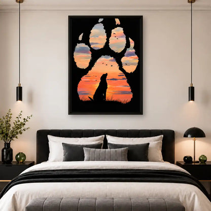 Dog Paw Sunset Silhouette Wall Art 4