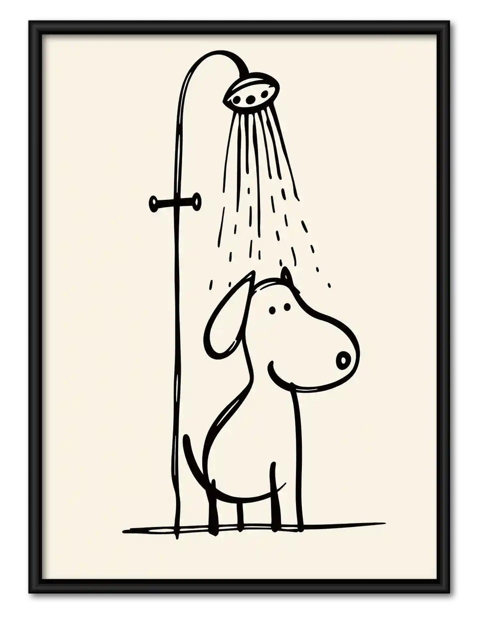 Dog Relaxing Under Shower Wall Art 1