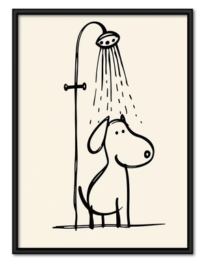 Dog Relaxing Under Shower Wall Art