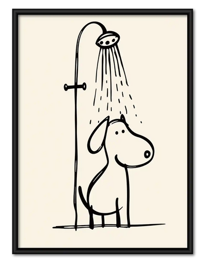 Dog Relaxing Under Shower Wall Art 1