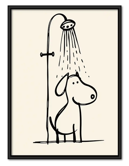 Dog Relaxing Under Shower Wall Art