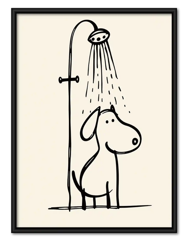 Dog Relaxing Under Shower Wall Art