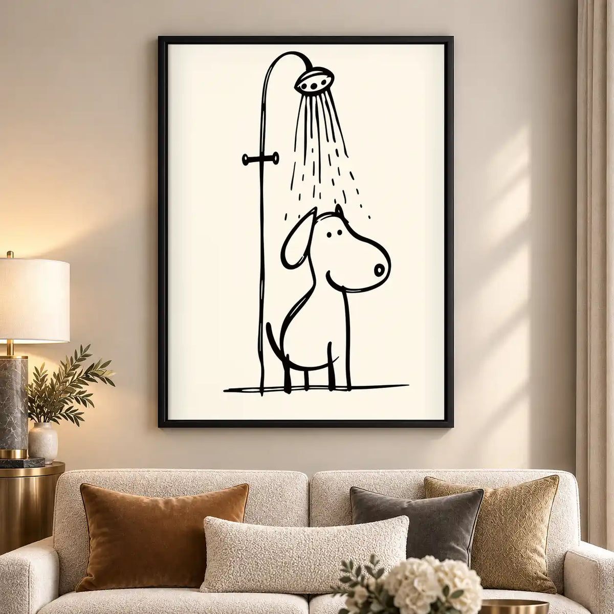 Dog Relaxing Under Shower Wall Art 5