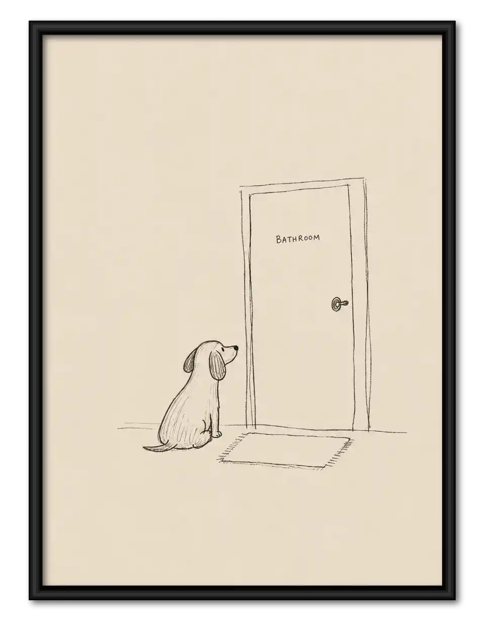 Dog Waiting At Bathroom Door Wall Art 1