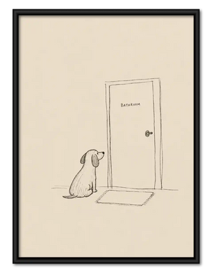 Dog Waiting At Bathroom Door Wall Art