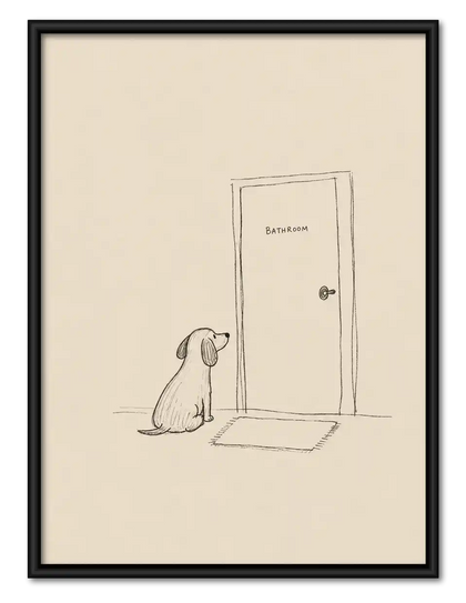 Dog Waiting At Bathroom Door Wall Art
