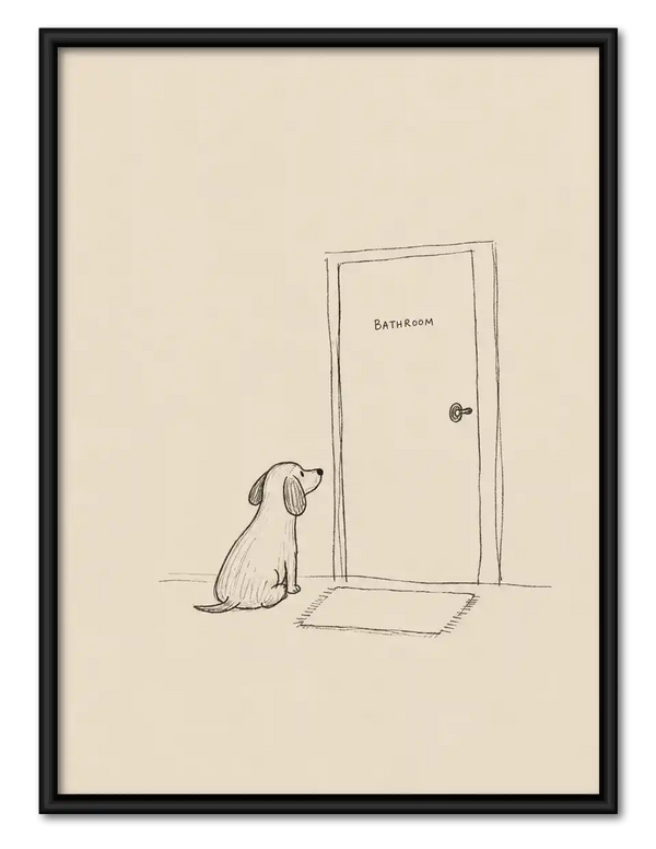 Dog Waiting At Bathroom Door Wall Art
