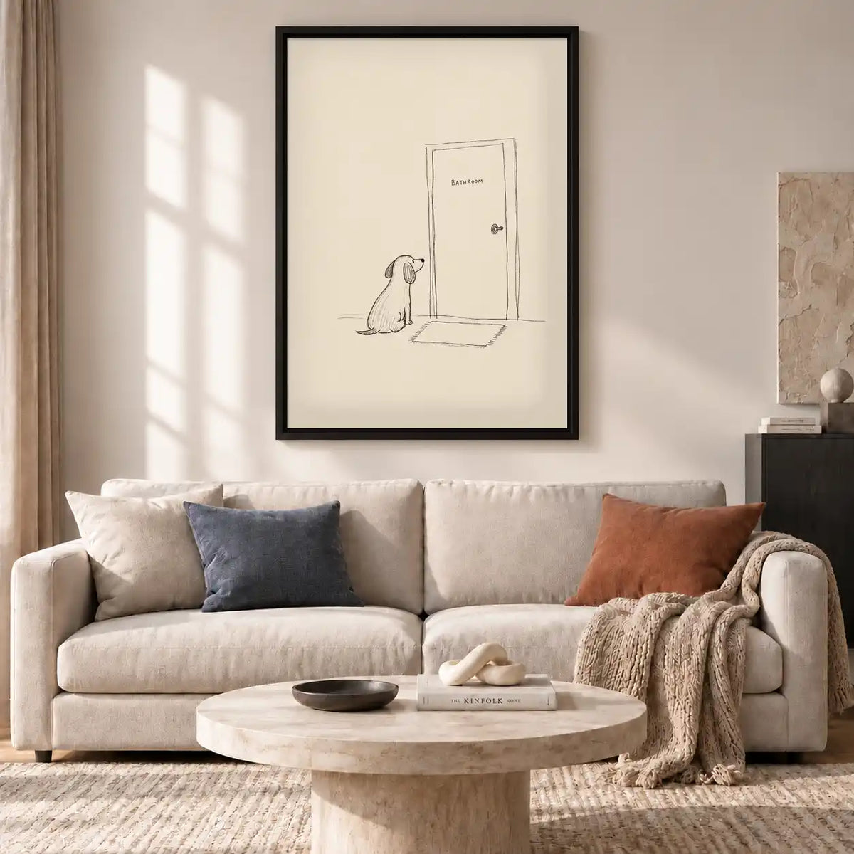 Dog Waiting At Bathroom Door Wall Art 2