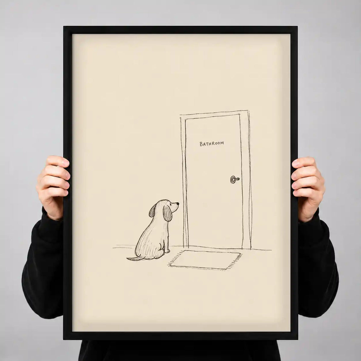 Dog Waiting At Bathroom Door Wall Art 3