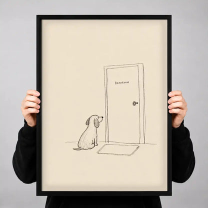 Dog Waiting At Bathroom Door Wall Art 3