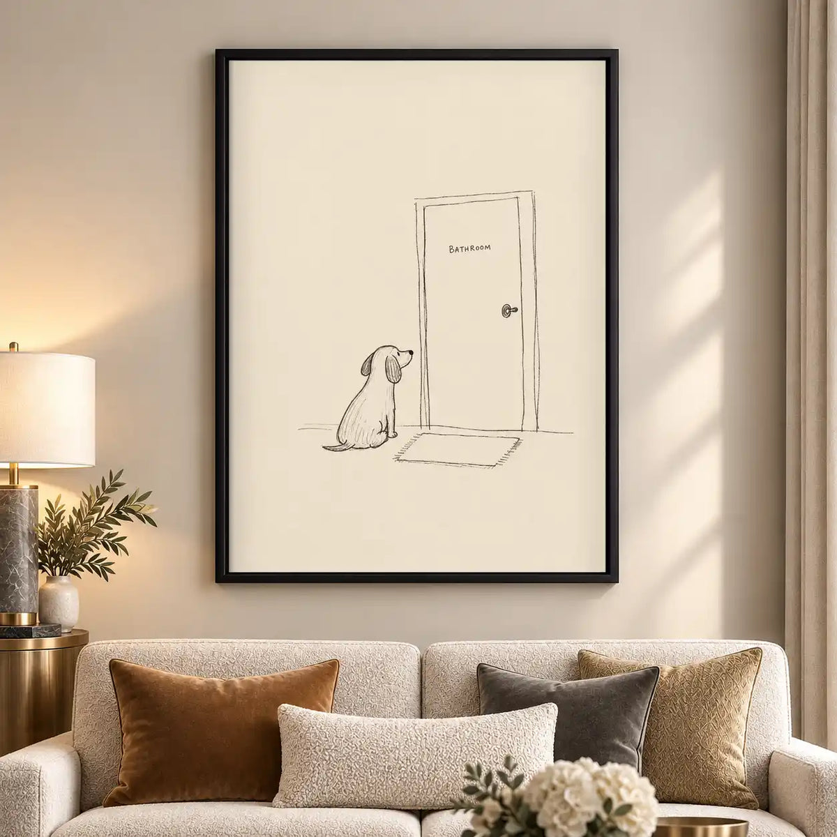 Dog Waiting At Bathroom Door Wall Art 5