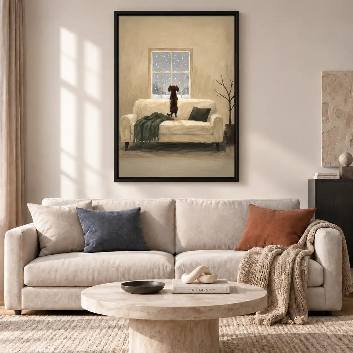 Dog Watching Snowfall Wall Art 2