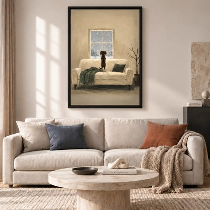 Dog Watching Snowfall Wall Art 2