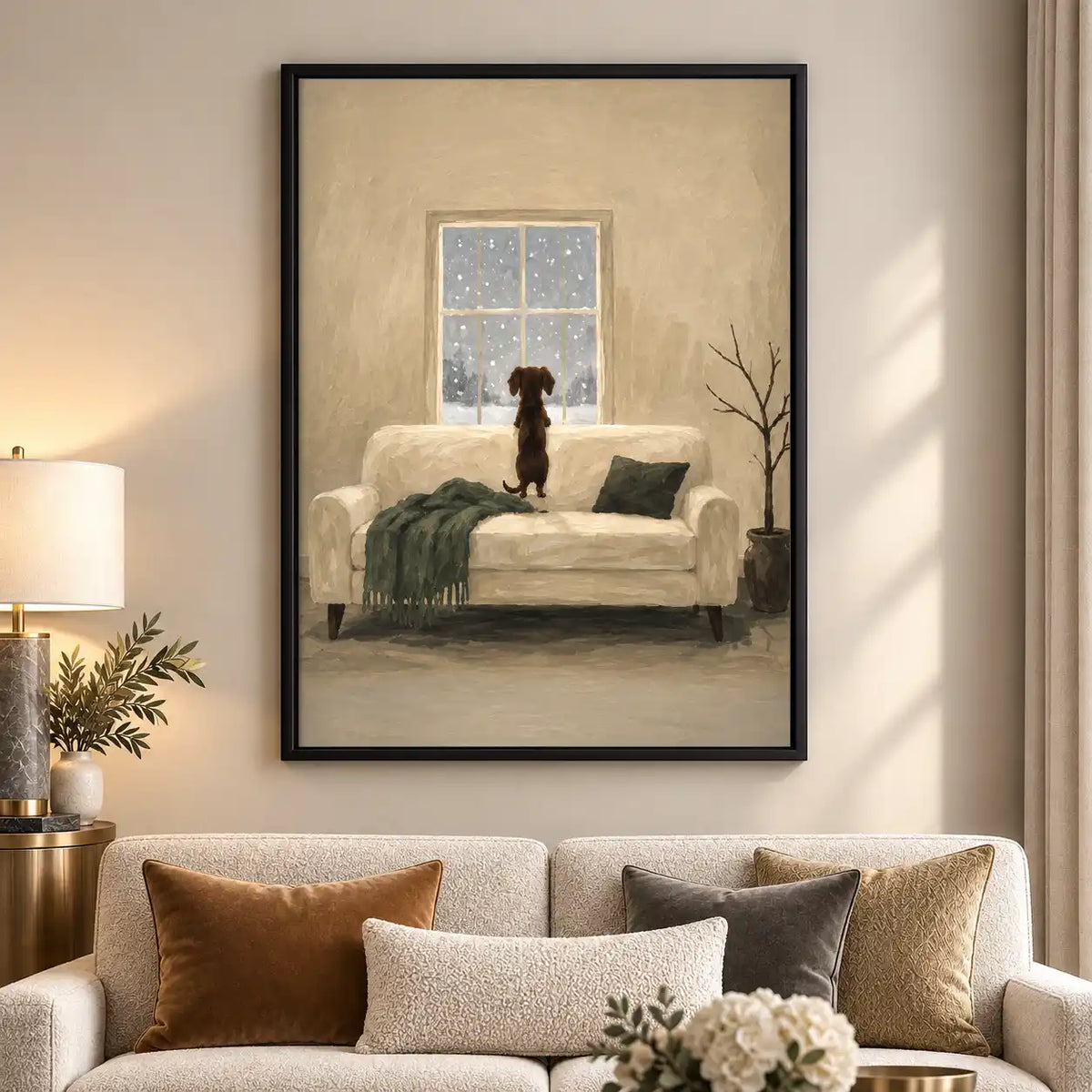 Dog Watching Snowfall Wall Art 5