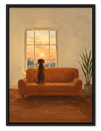Dog Watching Warm Sunset Wall Art