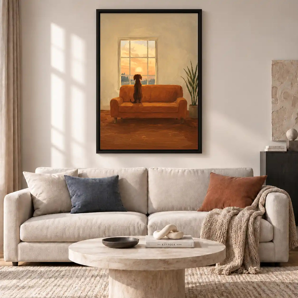 Dog Watching Warm Sunset Wall Art 2