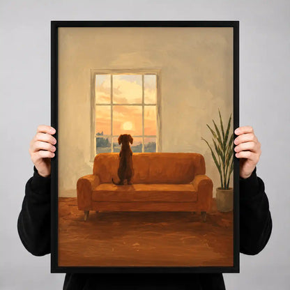 Dog Watching Warm Sunset Wall Art 3