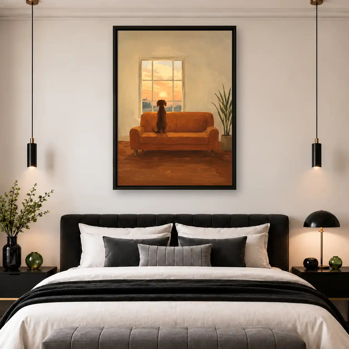 Dog Watching Warm Sunset Wall Art 4