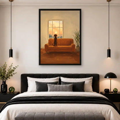 Dog Watching Warm Sunset Wall Art 4