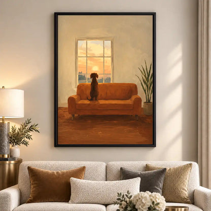 Dog Watching Warm Sunset Wall Art 5