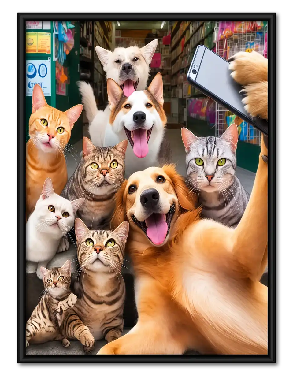 Dogs And Cats Group Selfie Wall Art 1