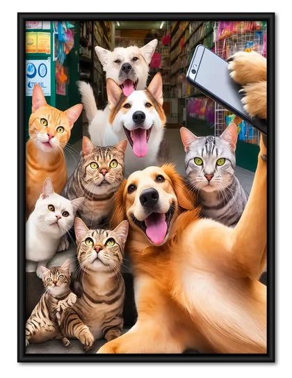 Dogs And Cats Group Selfie Wall Art