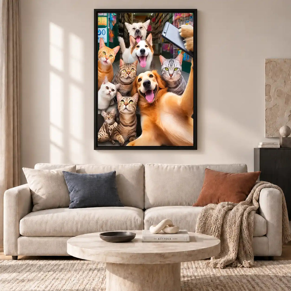 Dogs And Cats Group Selfie Wall Art 2