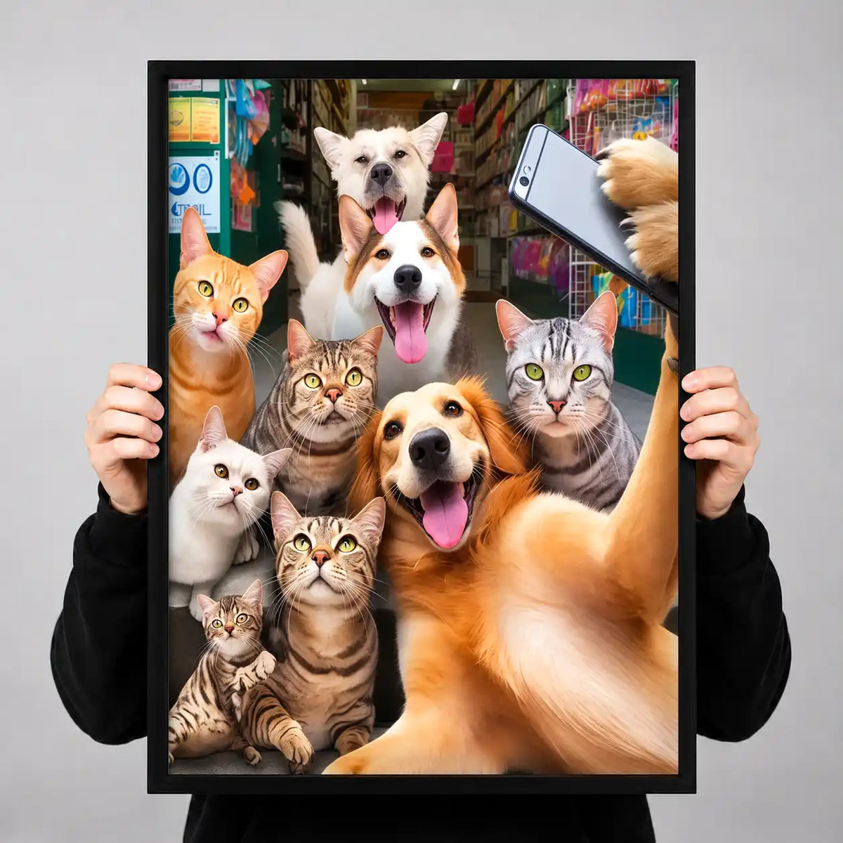 Dogs And Cats Group Selfie Wall Art 3