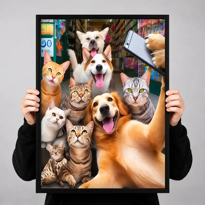 Dogs And Cats Group Selfie Wall Art 3