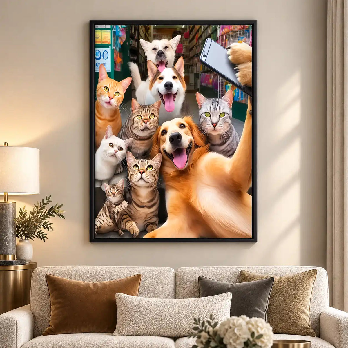 Dogs And Cats Group Selfie Wall Art 5