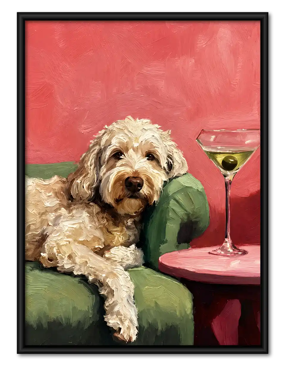Doodle Dog With Martini Wall Art 1