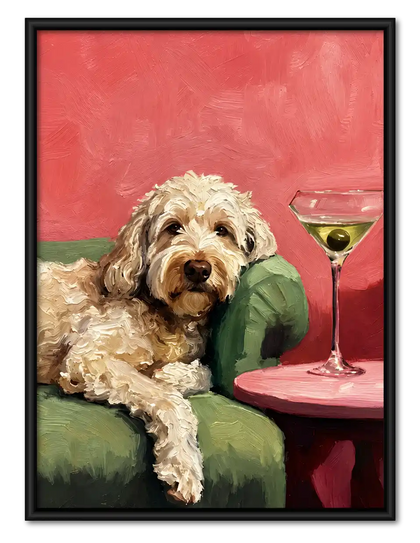 Doodle Dog With Martini Wall Art