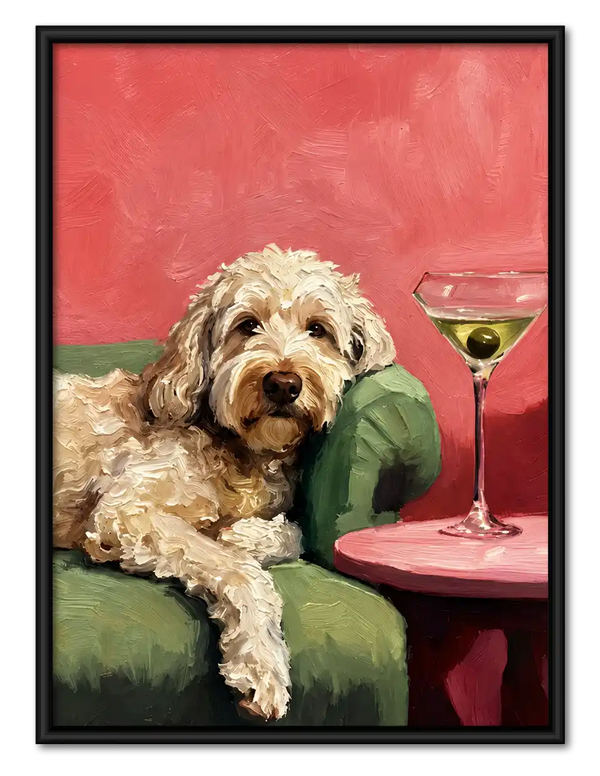 Doodle Dog With Martini Wall Art