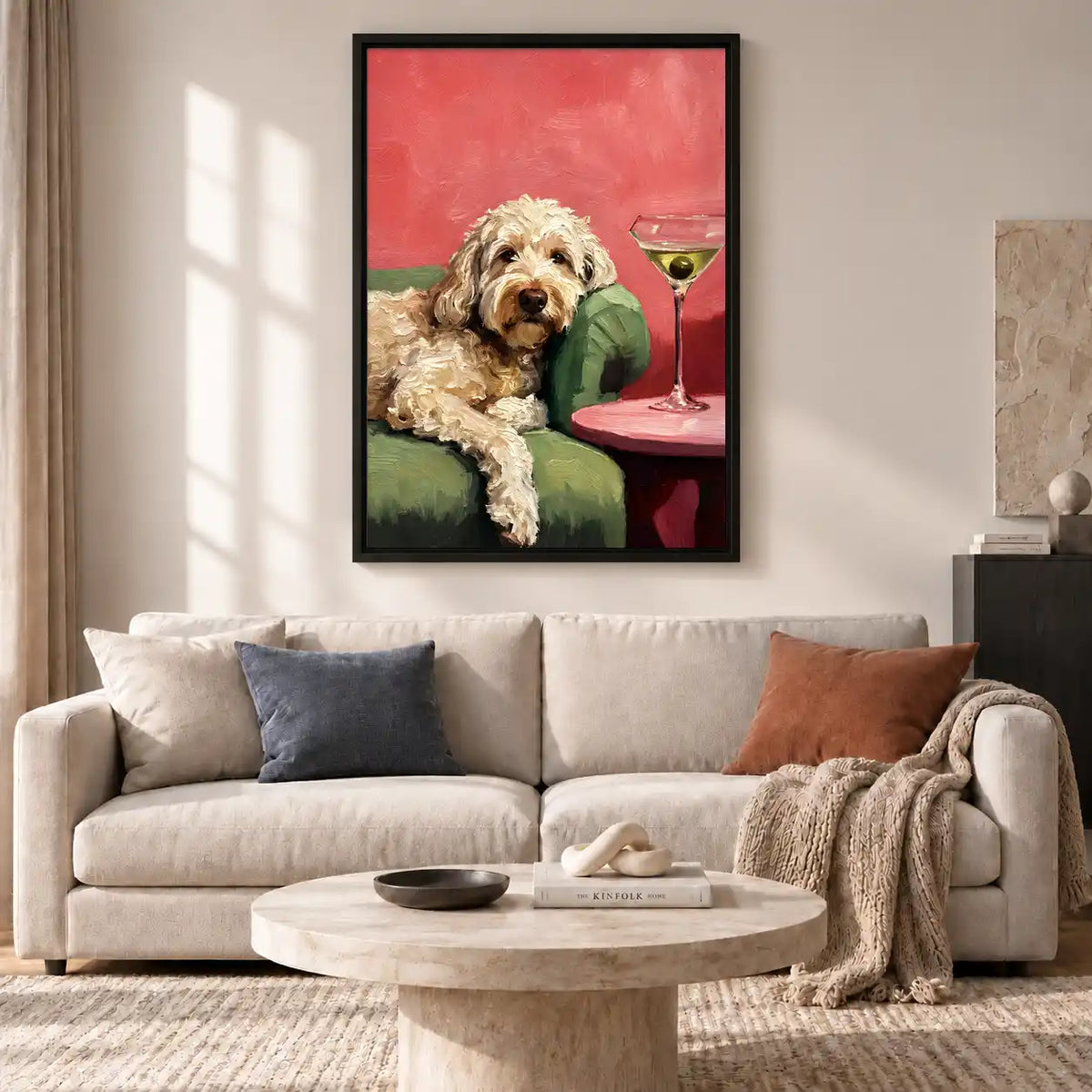 Doodle Dog With Martini Wall Art 2