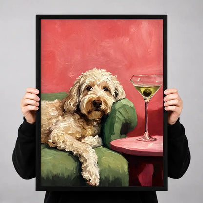 Doodle Dog With Martini Wall Art 3